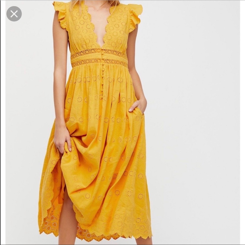 Free People Peach Pie Midi Dress